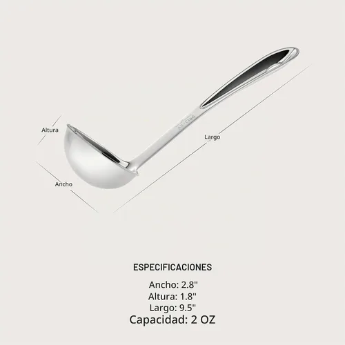 Vista 2 de All-Clad Herramientas de cocina de acero inoxidable de especialidad Cucharón de sopa Herramientas de cocina, cocina Hacks plata Plateado