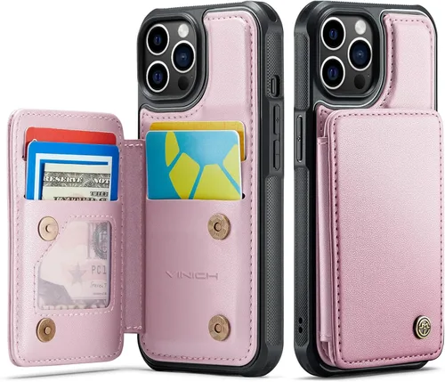 Vista 28 de Vinich for iPhone XR Wallet Case with Card Holder, Black RFID Blocking Credit Slots, Kickstand, Shockproof Flip Phone Cover, PU Leather, Double