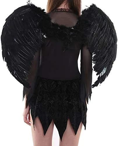 Vista 3 de Alas de ángel de plumas, disfraz de Navidad, Halloween, despedida de soltera, fiesta de noche