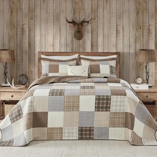 Vista 14 de Colchas ligeras tamaño King de 120x120, colcha de microfibra extra grande 100% algodón, colcha reversible con patrón botánico a rayas, juego de ropa