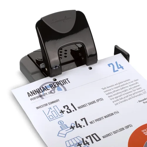 Vista 6 de Swingline - Perforadora de 2 agujeros, perforadora de 20 hojas, perforadora de papel, mango de confort de bajo esfuerzo SmartTouch, guía