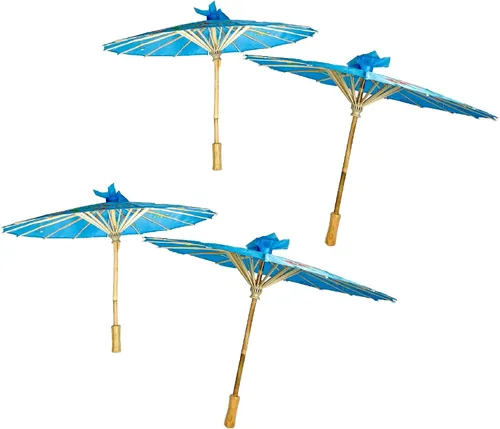 Vista 3 de TJ Global Pack de 4 sombrilla japonesa china para niños de 22.0 in para bodas, fotografías, disfraces, cosplay, decoración y otros eventos, 4