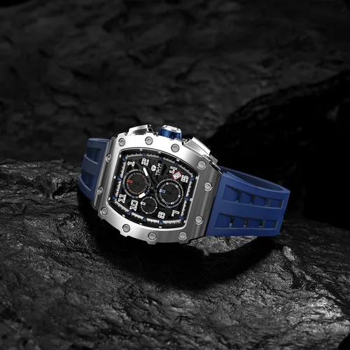 Vista 5 de TSAR BOMBA Mens Watches Luxury Tonneau Watches for Men Waterproof 50M Analog Replica Watch Chronograph Calendar Date Mens Dress Business Work Watch
