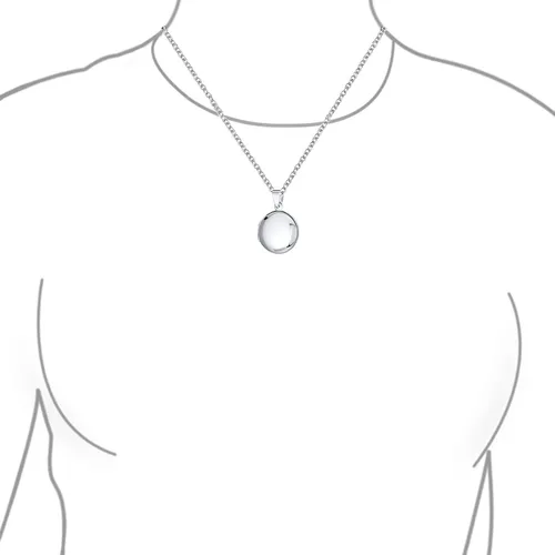 Vista 3 de Medallón de fotos de recuerdo tradicional con diseño de cúpula simple y lisa con grabado personalizado para mujeres, adolescentes con fotos de .925