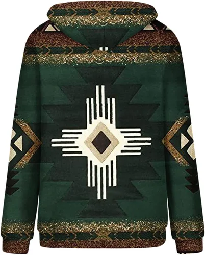 Vista 25 de Sudaderas con capucha azteca occidental para mujer, sudaderas de manga larga con gráficos vintage, camisetas de vaquera, ropa 2023