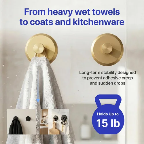 Vista 4 de HOME SO Ganchos con ventosa para toallas de ducha y baño, paquete de 2 – Ganchos de ventosa para colgar toallas, batas y abrigos – azulejos, puerta