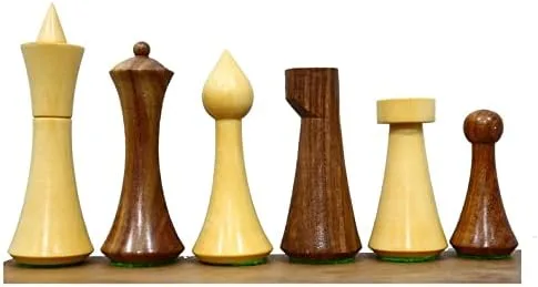 Vista 6 de Juego de ajedrez combinado de madera hecho a mano, piezas únicas de ajedrez Hermann Ohme y tablero de ajedrez de palisandro dorado de 19 pulgadas
