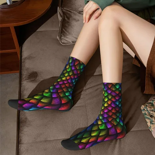 Vista 8 de LAZIRO Dragon Scale 3D - Calcetines estampados unisex con personalidad de lujo, 15.7-16.5in
