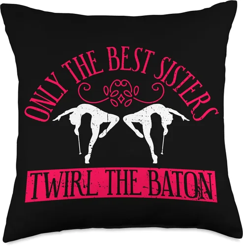 Vista 4 de Baton Twirling & Majorette Dance Designs Sister Design for Baton Twirler Sis Throw Pillow, 16x16, Multicolor