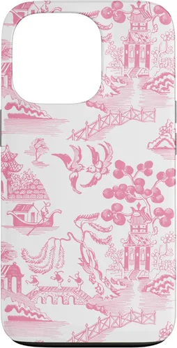 Vista 10 de Preppy Pink Willow Pattern Chinoiserie Toile Case for iPhone 17