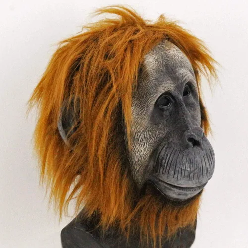 Vista 5 de Máscara de chimpancé, máscara de látex de mono, máscara de cabeza de mono gorila, máscara de cabeza de mono de Halloween, disfraz