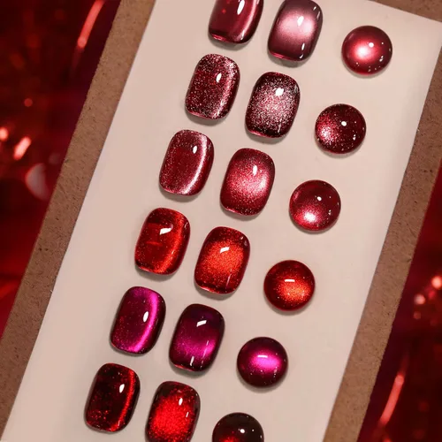 Vista 15 de Born Pretty - Esmalte de uñas de gel magnético 9D con purpurina reflectante, esmalte de gel holográfico de color gato magnético, juego de 7ml, 6