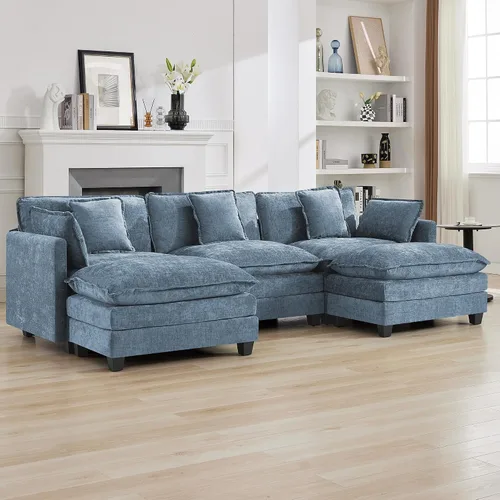 Vista 37 de Sofá modular en forma de nube de 113 pulgadas, sofás de asiento profundo de gran tamaño para sala de estar, sofá modular tapizado de chenilla