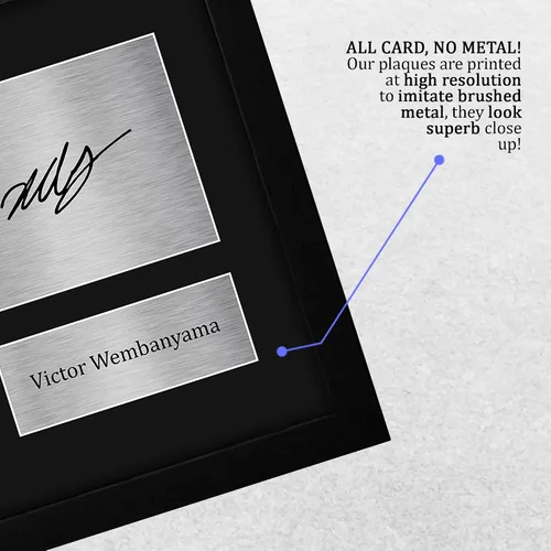 Vista 5 de HWC Trading Victor Wembanyama - Regalos enmarcados impresos con autógrafo firmado para fanáticos del baloncesto, tamaño carta de EE. UU