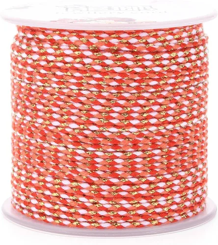 Vista 10 de Pandahall - Cuerda de macramé de 21.8 yardas con alambre dorado, de algodón de 4 capas hecha a mano, cuerda de macramé teñida torcida