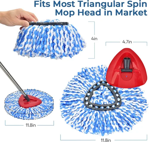 Vista 2 de Matthew Cleaning - Juego de 3 cabezales de repuesto de microfibra azul compatible con EasyWring Spin Mop Reemplazar la cabeza EasyWring de alta