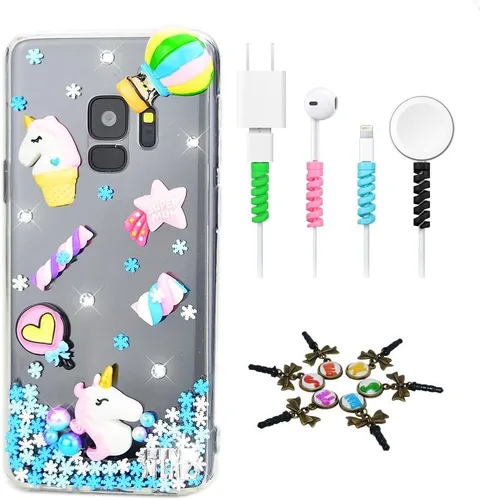 Vista 13 de Sparkle Funda compatible con Samsung Galaxy J2 Prime – Elegante funda 3D hecha a mano con diseño de libélula y diamantes de imitación con protector