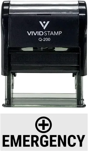 Vista 10 de Vivid Stamp Sellos de goma autoentintados médicos de emergencia (tinta en blanco) - Q-300 Negro