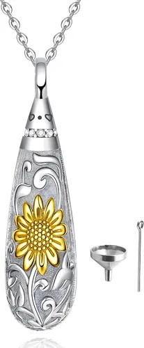 Vista 94 de Collar con colgante de urna de cenizas de cremación y árbol de la vida para mujer, plata de ley US1