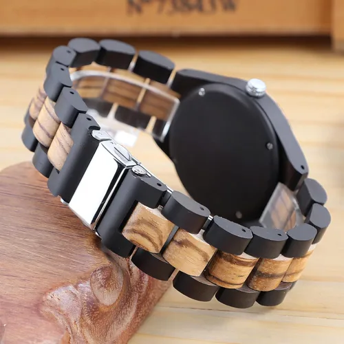 Vista 11 de Dentily Relojes de madera natural para mujer, reloj de cuarzo hecho a mano, reloj de pulsera único deportivo para mujer