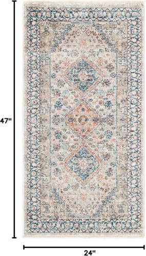 Vista 2 de Unique Loom Newport Collection - Alfombra de área - Rosecliff (Runner 2' 0" x 3' 11", Multi/Azul)