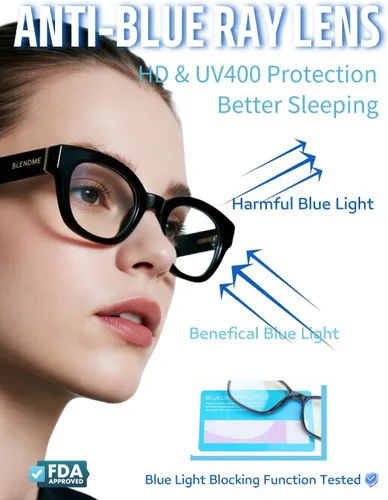 Vista 5 de Gafas rectangulares ultraligeras con luz azul para mujer, oficina, computadora