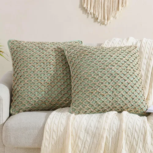 Vista 34 de Boho Living Jada - Funda decorativa para almohada, incluye acento, diseño tejido premium, decoración para sala de estar, (2) funda de almohada de 20