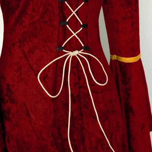 Vista 7 de Effeltch - Disfraz retro de Halloween para mujer, vestido largo con cordones, estilo medieval, renacentista e irlandés