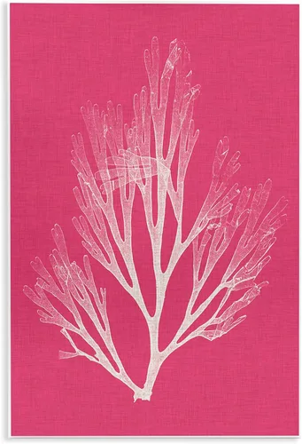 Vista 13 de Stupell Industries 'Coral Seaweed Blue White Beach Design' Placa de pared Sin marco