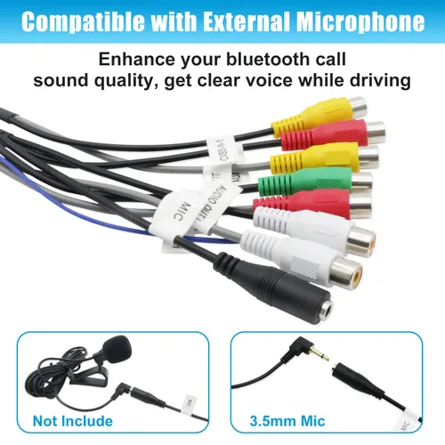 Vista 7 de Adaptador de radio estéreo para coche Android (20 pines) En Dash Stereo RCA Asamblea Audio Video Cableado Arnés Subwoofer Micrófono Entrada Enchufe