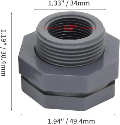 Vista 2 de Conector de tanque de agua de PVC de 1/2 pulgada, paquete de 2 Adaptador de montaje con enchufes, para barriles de lluvia, para acuarios