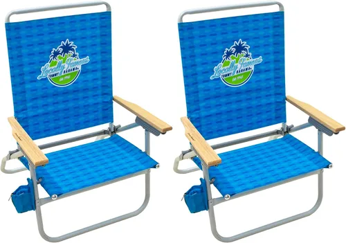Vista 9 de Tommy Bahama 4-Position Easy in-Easy Out Folding Beach Chair 1 paquete azul.