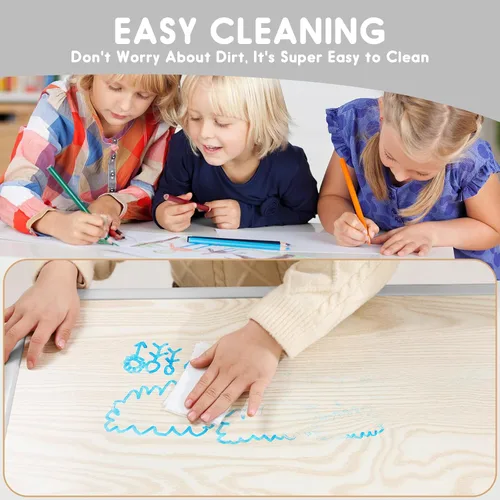 Vista 3 de Juego de mesa y silla para niños, juego de mesa y sillas para niños, altura ajustable, patas y organizador de mesa antideslizantes, escritorio