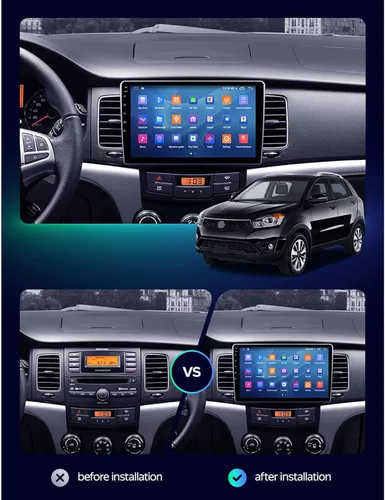 Vista 2 de Estéreo de coche doble DIN de 9 pulgadas con pantalla táctil de audio para SsangYong Korando 3 Actyon 2 2010-2013 con cámara