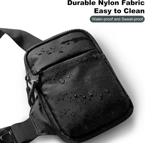 Vista 5 de XAMHUS Mini bolso bandolera para hombre Bolsa cruzada para el pecho, Riñonera casual para teléfono, resistente al agua para mujeres, corredores