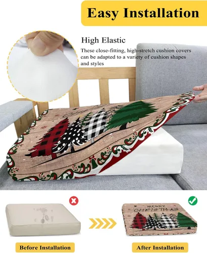 Vista 5 de Fundas de cojín elásticas para sofá de árbol de Navidad, seccionalindividualLT, funda para muebles con parte inferior elástica, diseño de copos
