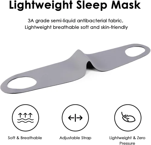 Vista 6 de FRESHME 3 piezas de antifaz para dormir sobre la oreja, fina y ligera, antifaz con cintas elásticas para las orejas, para hombres, mujeres, parejas