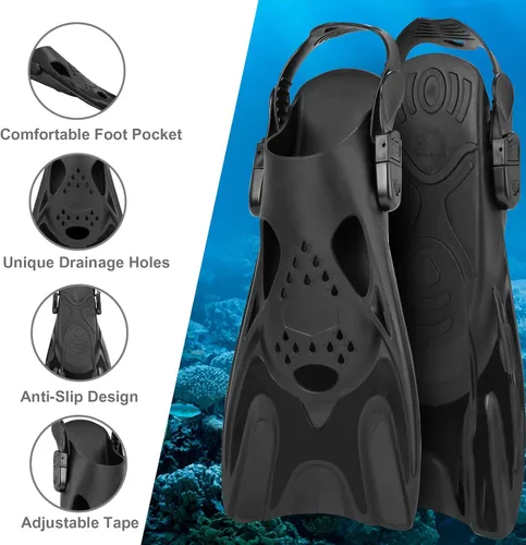 Vista 4 de Snorkeling Gear for Adults, Mask Fins Snorkel Set, Panoramic View Diving Mask Anti-Fog, Anti-Leak, Dry Top Snorkel and Dive Flippers with Travel Bag