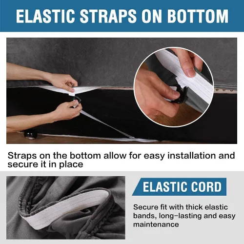 Vista 4 de H.VERSAILTEX Funda elástica de terciopelo para sofá, fundas para sofá de 3 cojines (72-96 pulgadas, gris), paquete de funda para sofá biplaza