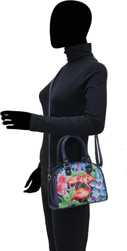 Vista 5 de Anna by Anuschka Bolso convertible de cuero genuino pintado a mano para mujer - Fiebre del flamenco, Fiebre del flamenco