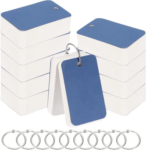 Vista 12 de PATIKIL Tarjetas de índice en blanco con anillo, 1000 tarjetas flash en blanco de 2.8 x 1.6 pulgadas, cartulina de notas de estudio para aprendizaje