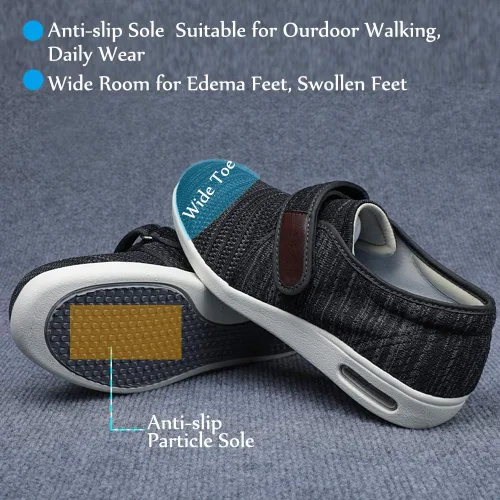 Vista 5 de Mei MACLEOD Zapatos para diabéticos para mujer, zapatos con edema para pies hinchados, zapatos anchos para caminar para personas mayores fascitis