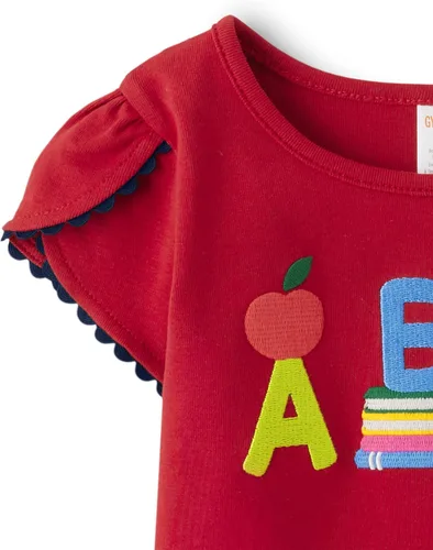 Vista 3 de Gymboree Camisetas de manga corta con estampado bordado para niñas y niños pequeños