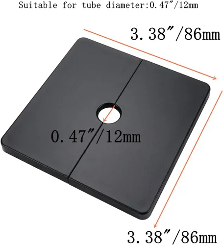 Vista 2 de 2 piezas de brida dividida de pared, placas de escudo autoadhesivas cuadradas de ABS con diseño de hebilla para tubo de 0.47"/12mm de diámetro