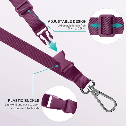 Vista 3 de ROCONTRIP Cordón para teléfono, 2 correas cruzadas para teléfono celular con 2 parches para teléfono, cordón universal para iPhone, correa ajustable
