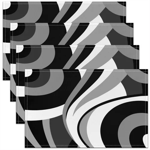 Vista 10 de Modern Circles - Juego de 4 manteles individuales de 12 x 18 pulgadas, patrón geométrico abstracto, decorativo, para niños, adolescentes y adultos