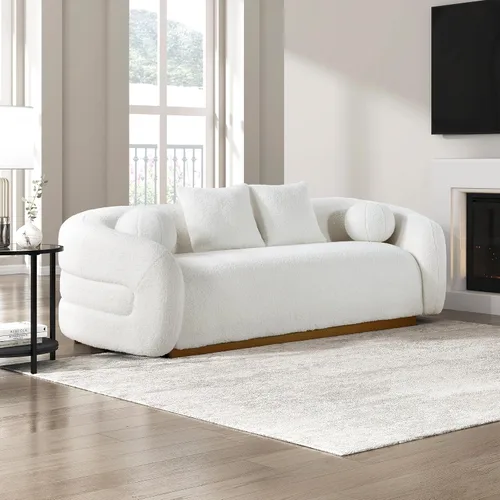 Vista 8 de Lexicon Silla giratoria de barril de sherpa, asiento cómodo tapizado, silla individual para sofá, silla de lectura moderna para sala de estar