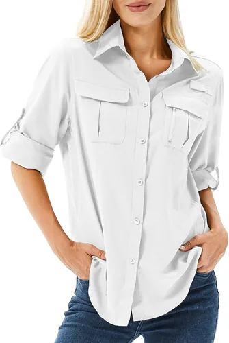 Vista 27 de Camiseta de Manga Larga para Mujer con Protección Solar UPF 50 para Safari, Pesca, Senderismo