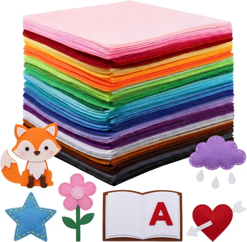 Vista 10 de Moukeren 460 piezas, hojas de fieltro de 4 x 4 pulgadas, paquete grande, 1 mm de grosor, tela de fieltro suave, 20 colores surtidos
