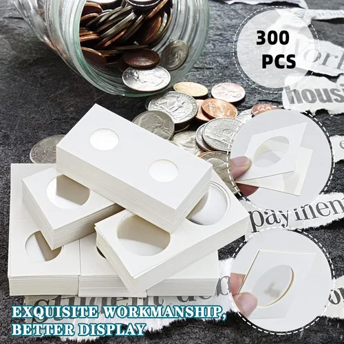 Vista 6 de 300 soportes para monedas de cartón, 6 tamaños de 2 x 2 pulgadas para suministros de colección de monedas